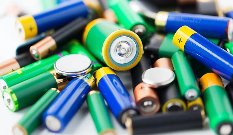 Schnittmodell einer Batterie mit sichtbaren Schichten.