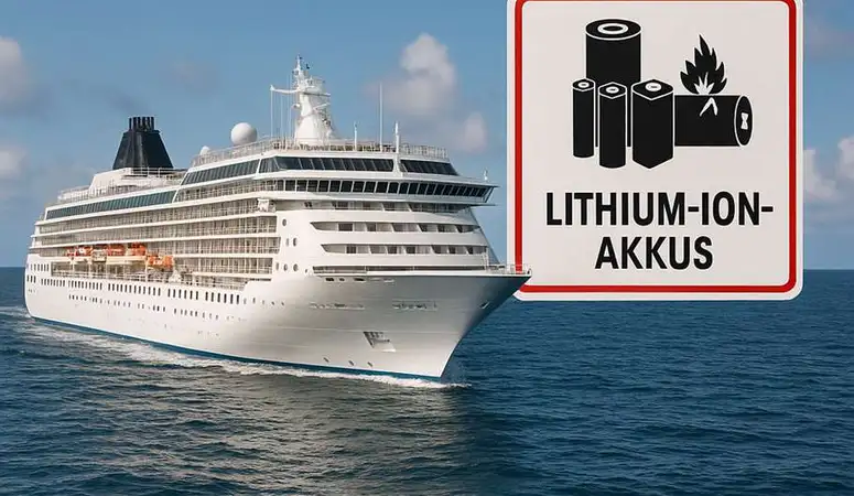 Kreuzfahrtschiff auf dem Meer: Lithium-Ionen-Akkus gelten bei Transporten als Gefahrgut.