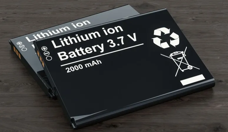 Lithium-Ionen-Akku mit Pfand-Symbol.